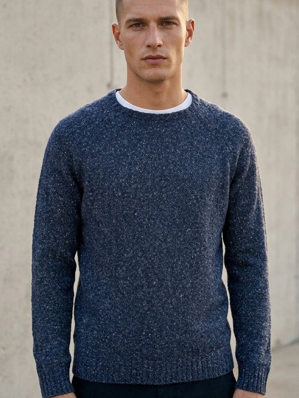 Men's Crewneck Sweater in Indigo Speckle